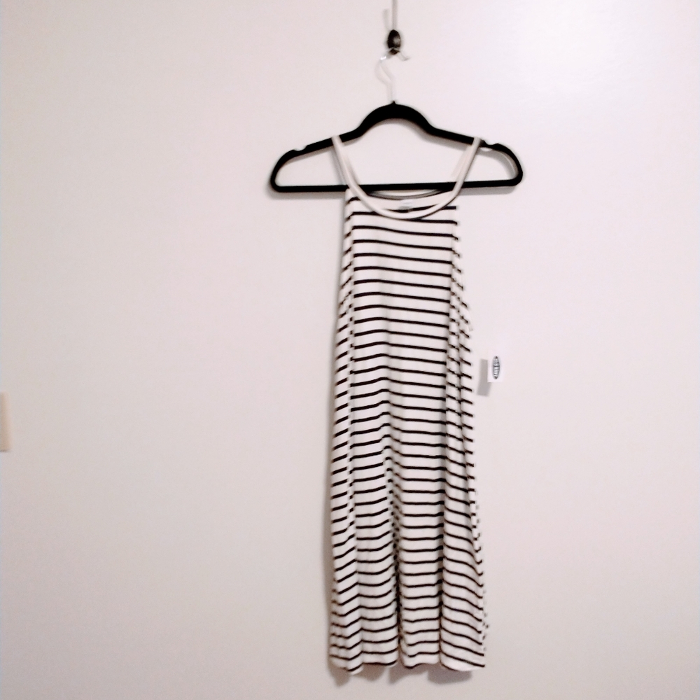 Old Navy Black and White Striped Tank Dress